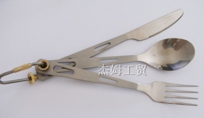 3-pcs camping titanium tableware (fork spoon knives)